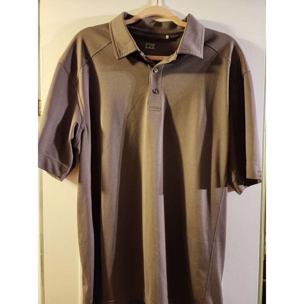Cutter and Buck CB dry tech golf shirt gray moisture wicking Breathable XL
